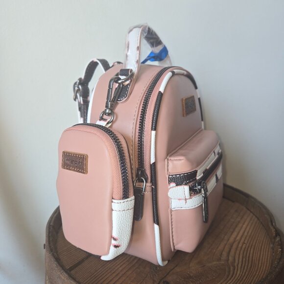 Wrangler Handbags - Wrangler Pink Cow Print Backpack Bag with Clip-on Coin Purse Brand New with Tags